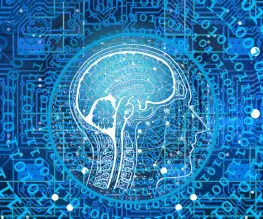 Kopfgrafik mit Gehirn umrunded von Binärzahlen