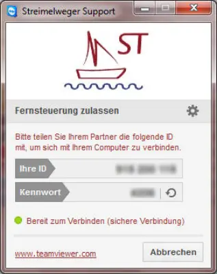 Programmfenster von Teamviewer mit MST Logo